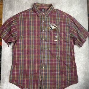 Vintage 90s Warner Bros. Studio Store Looney Tunes Button Down Red Plaid Shirt